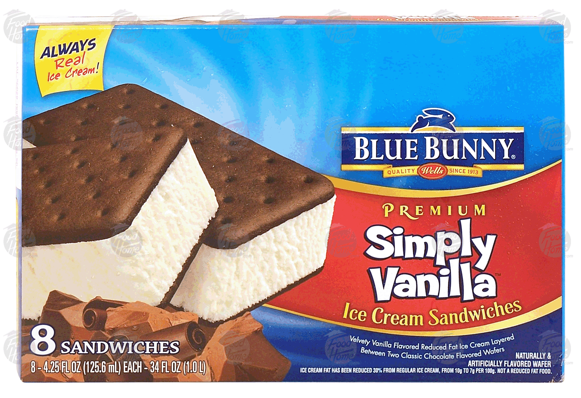 Blue Bunny Simply Vanilla vanilla ice cream sandwiches, 8-count Full-Size Picture